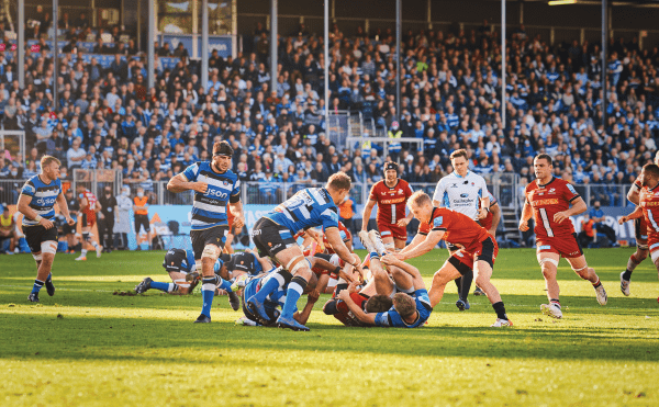 Rugby players in action.